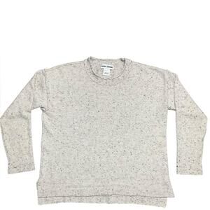 DKNY Women's Speckled Cream Tunic Crewneck Sweater Size Large